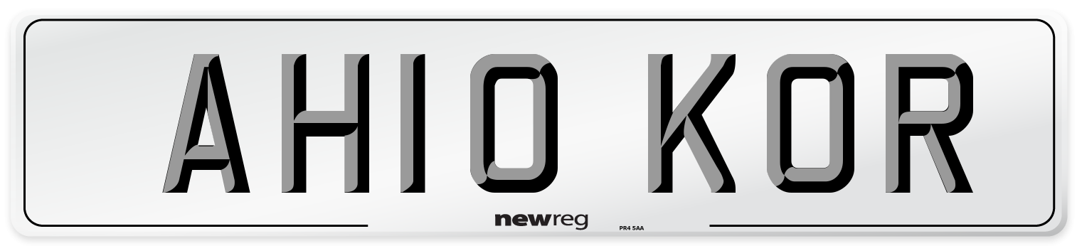 AH10 KOR Number Plate from New Reg